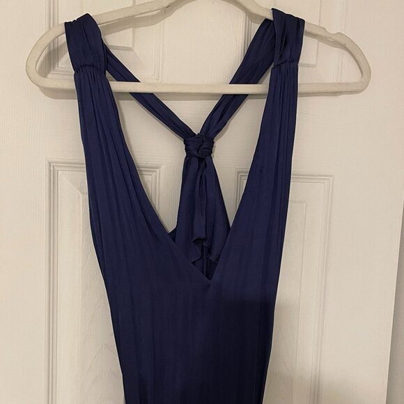 NWOT Mango Satin cross-back jumpsuit blue Size Small - Picture 5 of 10